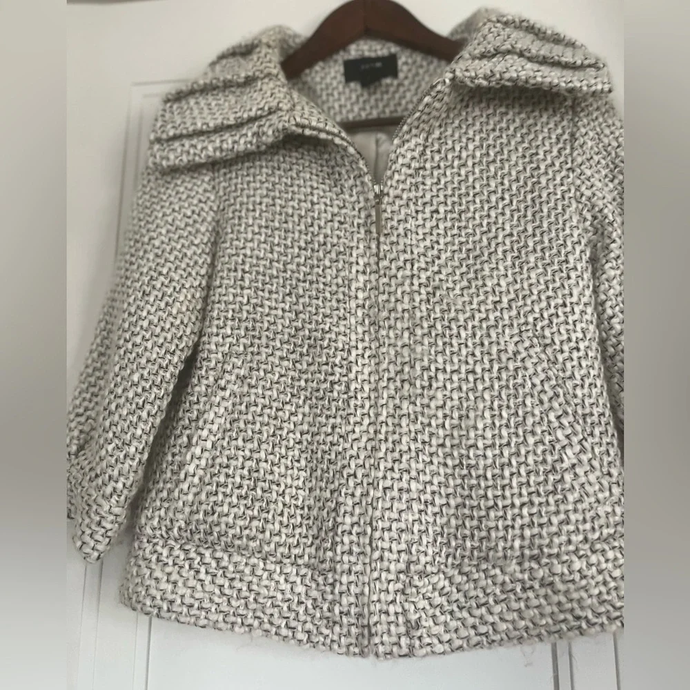 Joe’s Jeans 3/4 Viscose and Wool Blend Oversized Collar Jacket Coat Tweed - Picture 6 of 7